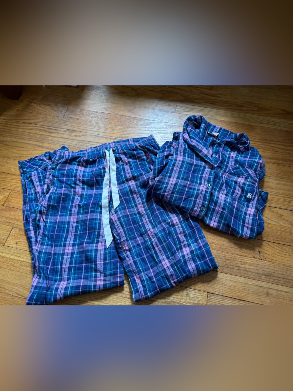 Victoria's Secret Blue, Teal & Purple Plaid Top